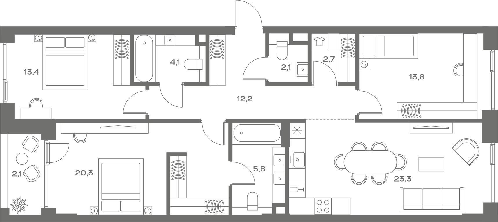 3-BD Apartment Sale, 104.1 sq. m. at Soul, Chasovaya Street, 28, Moscow, Russia #1