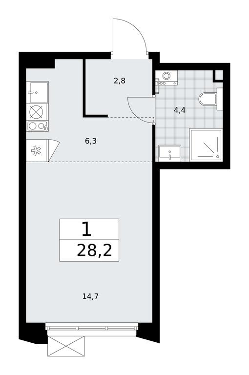 Apartment Sale, 28.2平方米 at Desnarechie, kvartal № 23, Desyonovskoye Settlement, Moscow, Russia #1