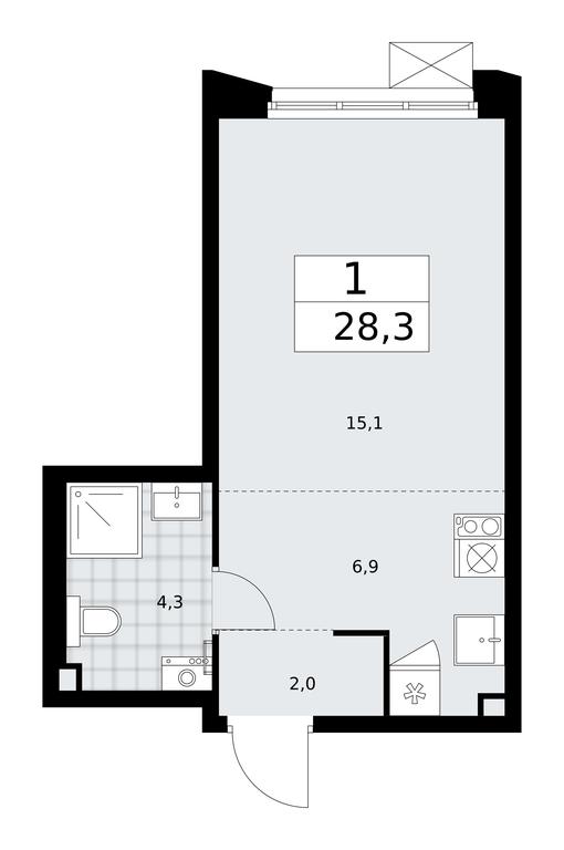 Apartment Sale, 28.3 sq. m. at Desnarechie, kvartal № 23, Desyonovskoye Settlement, Moscow, Russia #1