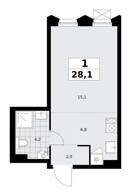Apartment Sale, 28.1平方米 at Desnarechie, kvartal № 23, Desyonovskoye Settlement, Moscow, Russia #2