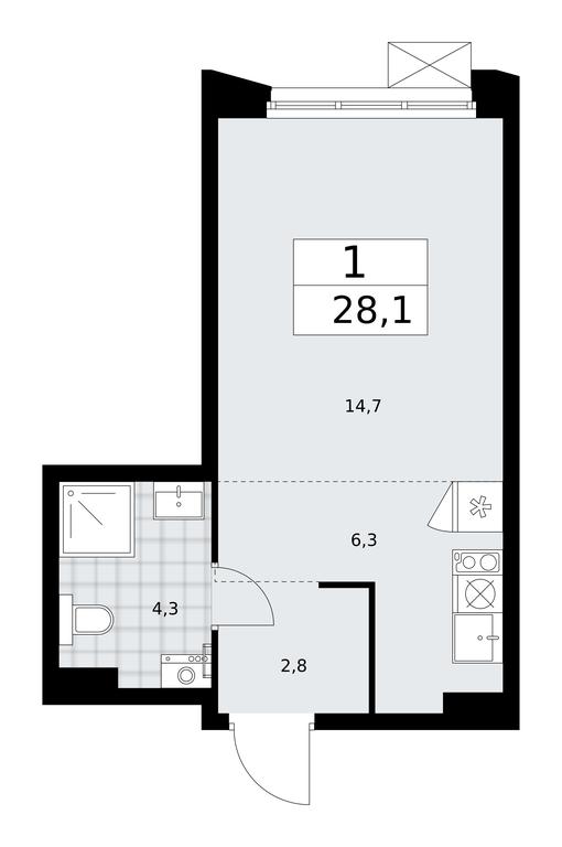 Apartment Sale, 28.1 sq. m. at Desnarechie, kvartal № 23, Desyonovskoye Settlement, Moscow, Russia #1