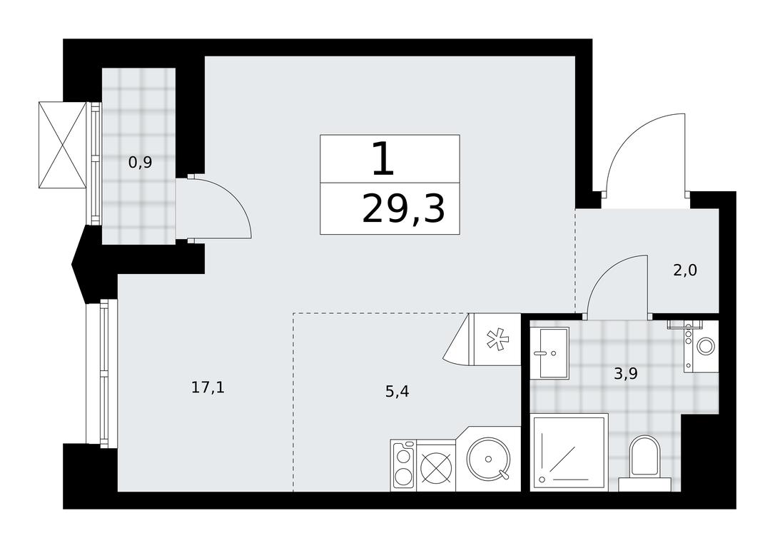 Apartment Sale, 29.3 sq. m. at Desnarechie, kvartal № 23, Desyonovskoye Settlement, Moscow, Russia #1