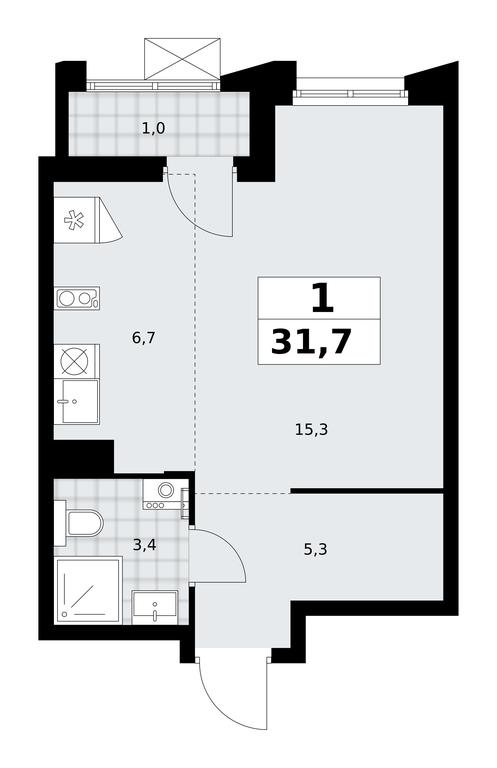 Apartment Sale, 31.7平方米 at Desnarechie, kvartal № 23, Desyonovskoye Settlement, Moscow, Russia #2