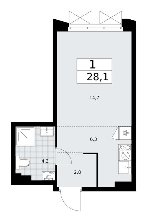 Apartment Sale, 28.1平方米 at Desnarechie, kvartal № 23, Desyonovskoye Settlement, Moscow, Russia #1