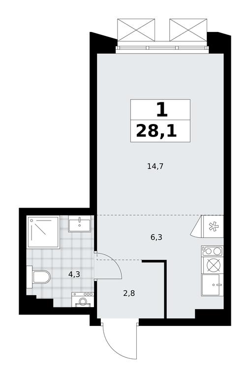Apartment Sale, 28.1平方米 at Desnarechie, kvartal № 23, Desyonovskoye Settlement, Moscow, Russia #2