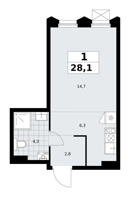 Apartment Sale, 28.1平方米 at Desnarechie, kvartal № 23, Desyonovskoye Settlement, Moscow, Russia #2