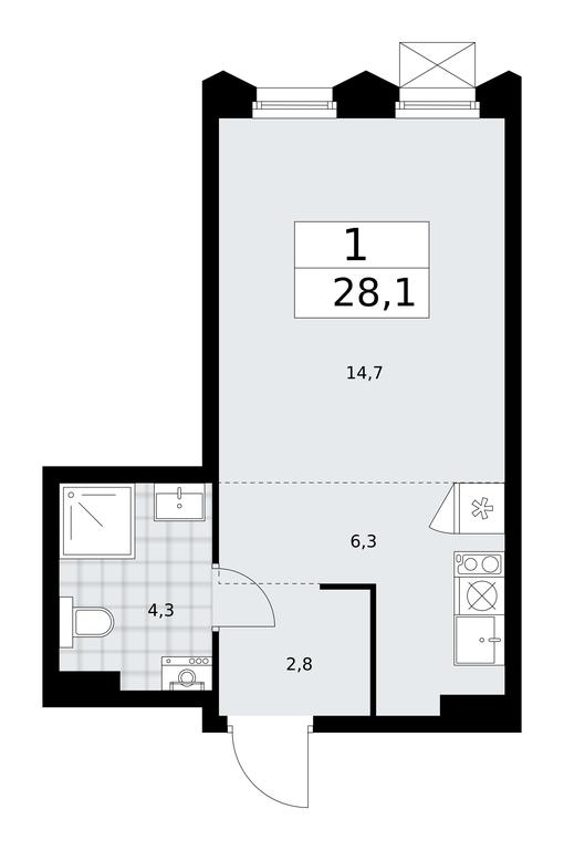 Apartment Sale, 28.1平方米 at Desnarechie, kvartal № 23, Desyonovskoye Settlement, Moscow, Russia #1