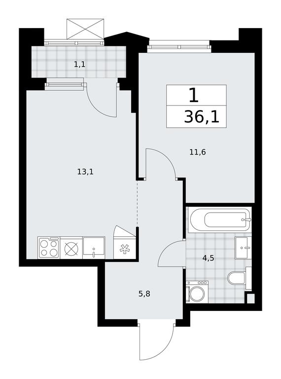 Apartment Sale, 36.1 sq. m. at Desnarechie, kvartal № 23, Desyonovskoye Settlement, Moscow, Russia #1 Apartment Sale, 36.1 sq. m. at Desnarechie, kvartal № 23, Desyonovskoye Settlement, Moscow, Russia #1