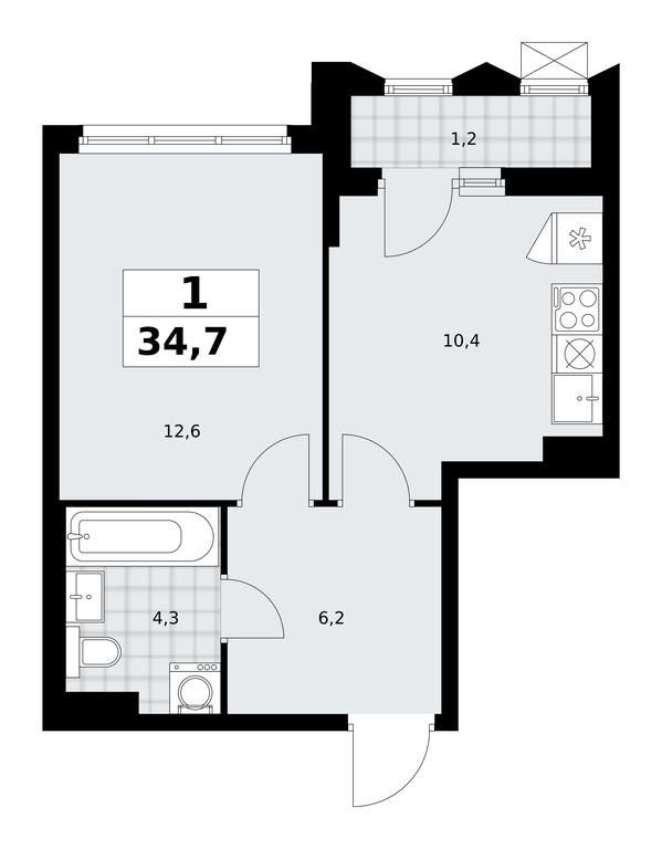 Apartment Sale, 34.7 sq. m. at Desnarechie, kvartal № 23, Desyonovskoye Settlement, Moscow, Russia #2