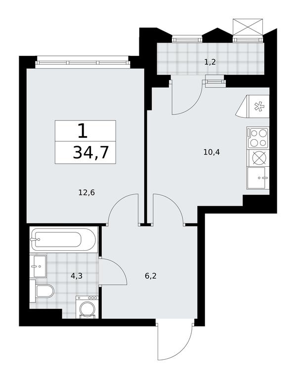 Apartment Sale, 34.7 sq. m. at Desnarechie, kvartal № 23, Desyonovskoye Settlement, Moscow, Russia #1