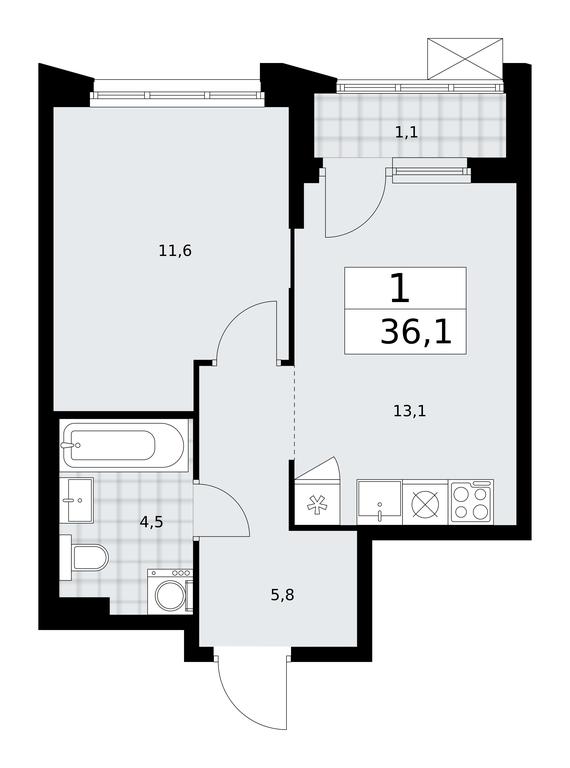 Apartment Sale, 36.1 sq. m. at Desnarechie, kvartal № 23, Desyonovskoye Settlement, Moscow, Russia #1