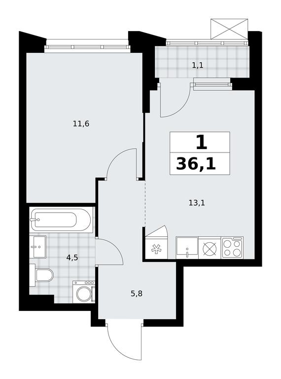 Apartment Sale, 36.1 sq. m. at Desnarechie, kvartal № 23, Desyonovskoye Settlement, Moscow, Russia #2