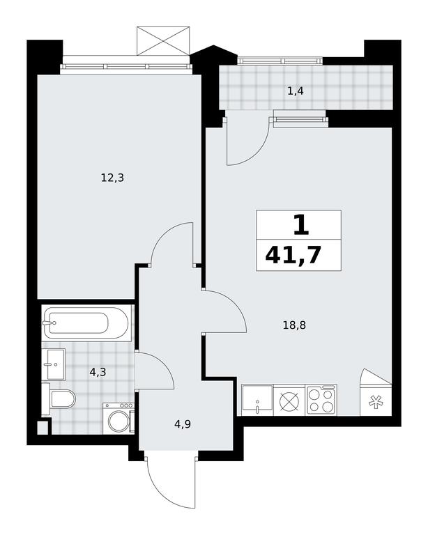 Apartment Sale, 41.7平方米 at Desnarechie, kvartal № 23, Desyonovskoye Settlement, Moscow, Russia #2 Apartment Sale, 41.7平方米 at Desnarechie, kvartal № 23, Desyonovskoye Settlement, Moscow, Russia #2
