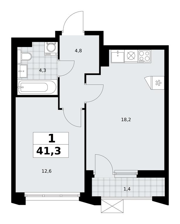 Apartment Sale, 41.3平方米 at Desnarechie, kvartal № 23, Desyonovskoye Settlement, Moscow, Russia #2