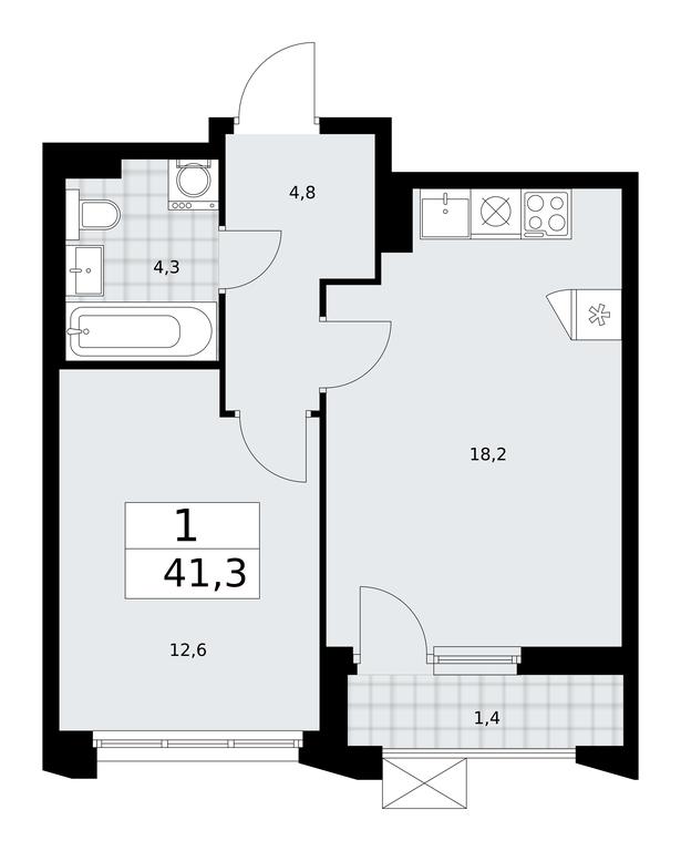 Apartment Sale, 41.3平方米 at Desnarechie, kvartal № 23, Desyonovskoye Settlement, Moscow, Russia #1
