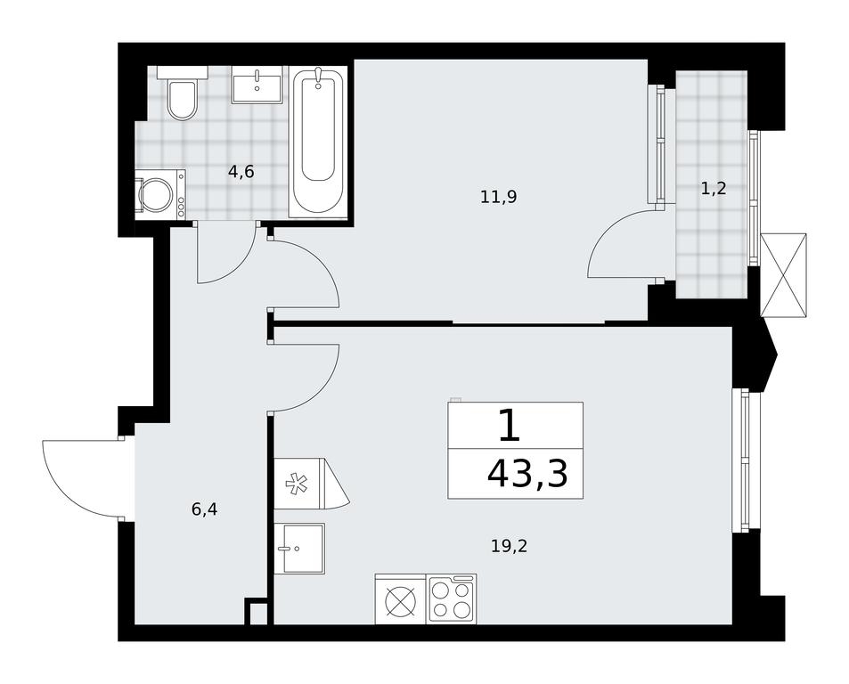 Apartment Sale, 43.3 sq. m. at Desnarechie, kvartal № 23, Desyonovskoye Settlement, Moscow, Russia #1