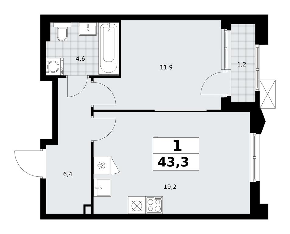 Apartment Sale, 43.3 sq. m. at Desnarechie, kvartal № 23, Desyonovskoye Settlement, Moscow, Russia #2