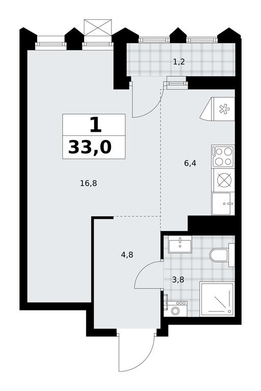Apartment Sale, 33平方米 at Desnarechie, kvartal № 23, Desyonovskoye Settlement, Moscow, Russia #2