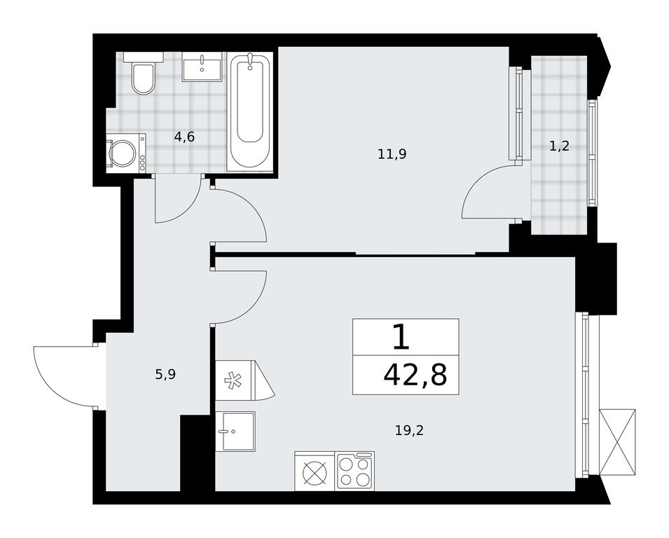 Apartment Sale, 42.8 sq. m. at Desnarechie, kvartal № 23, Desyonovskoye Settlement, Moscow, Russia #1 Apartment Sale, 42.8 sq. m. at Desnarechie, kvartal № 23, Desyonovskoye Settlement, Moscow, Russia #1