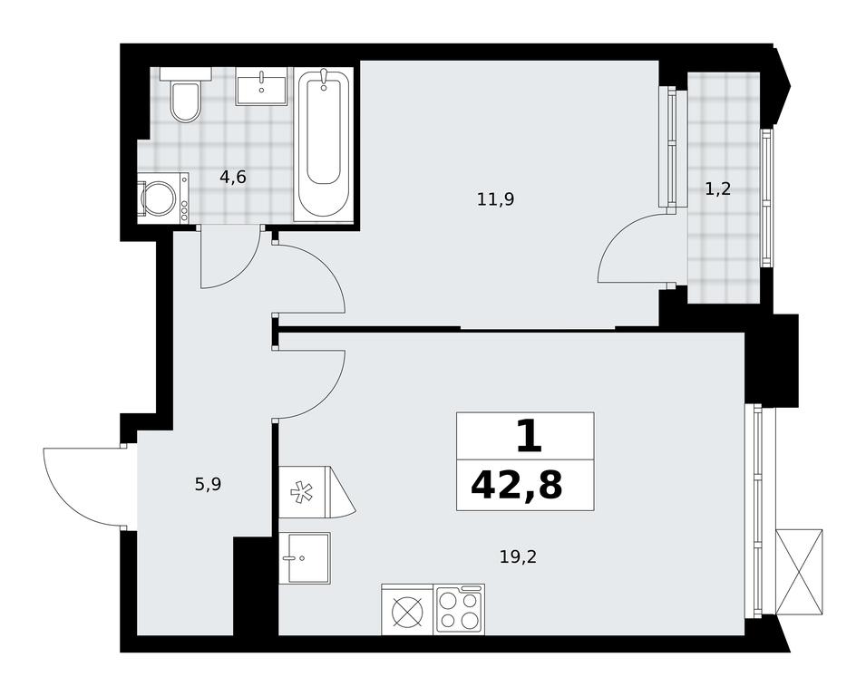 Apartment Sale, 42.8 sq. m. at Desnarechie, kvartal № 23, Desyonovskoye Settlement, Moscow, Russia #2 Apartment Sale, 42.8 sq. m. at Desnarechie, kvartal № 23, Desyonovskoye Settlement, Moscow, Russia #2