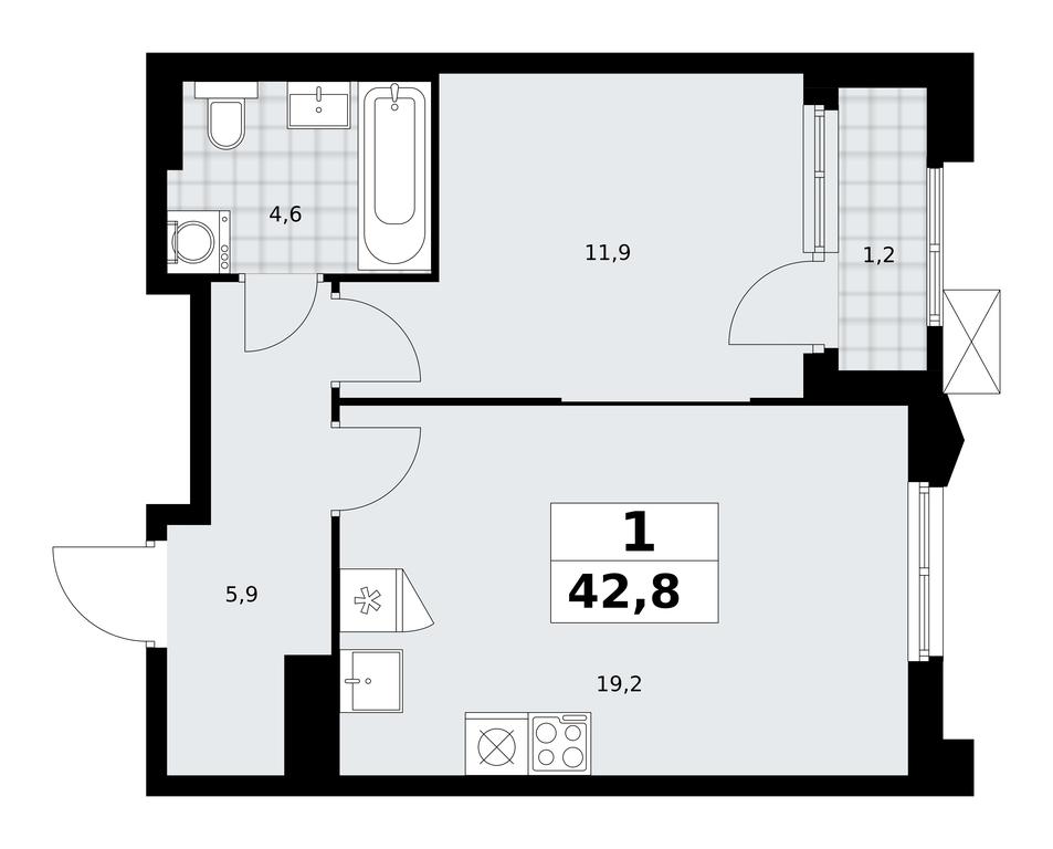 Apartment Sale, 42.8 sq. m. at Desnarechie, kvartal № 23, Desyonovskoye Settlement, Moscow, Russia #2 Apartment Sale, 42.8 sq. m. at Desnarechie, kvartal № 23, Desyonovskoye Settlement, Moscow, Russia #2