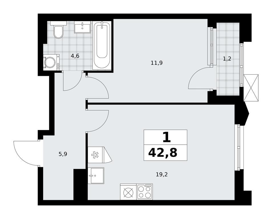 Apartment Sale, 42.8 sq. m. at Desnarechie, kvartal № 23, Desyonovskoye Settlement, Moscow, Russia #2