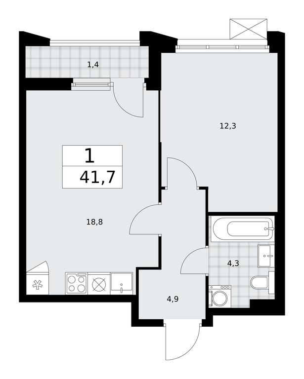Apartment Sale, 41.7 sq. m. at Desnarechie, kvartal № 23, Desyonovskoye Settlement, Moscow, Russia #1