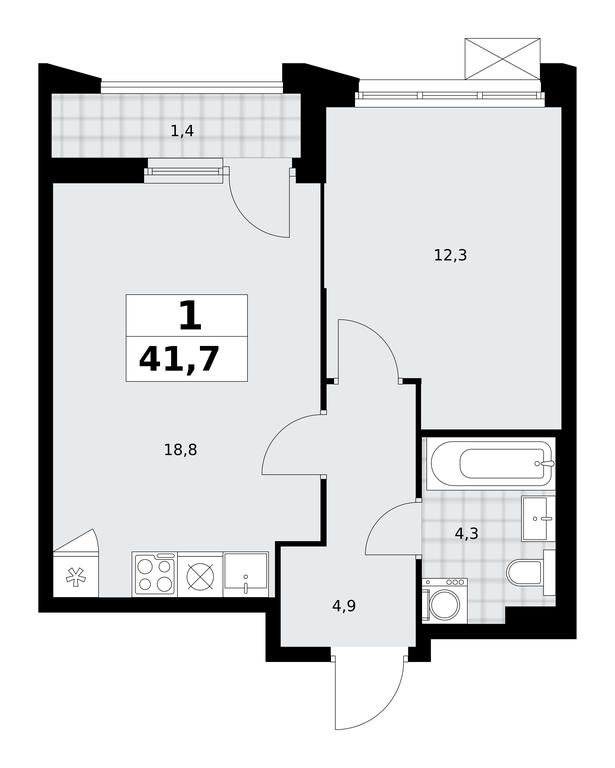 Apartment Sale, 41.7 sq. m. at Desnarechie, kvartal № 23, Desyonovskoye Settlement, Moscow, Russia #2