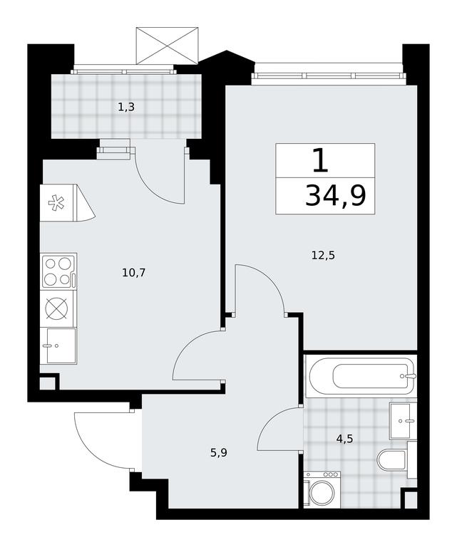 Apartment Sale, 34.9 sq. m. at Desnarechie, kvartal № 23, Desyonovskoye Settlement, Moscow, Russia #1