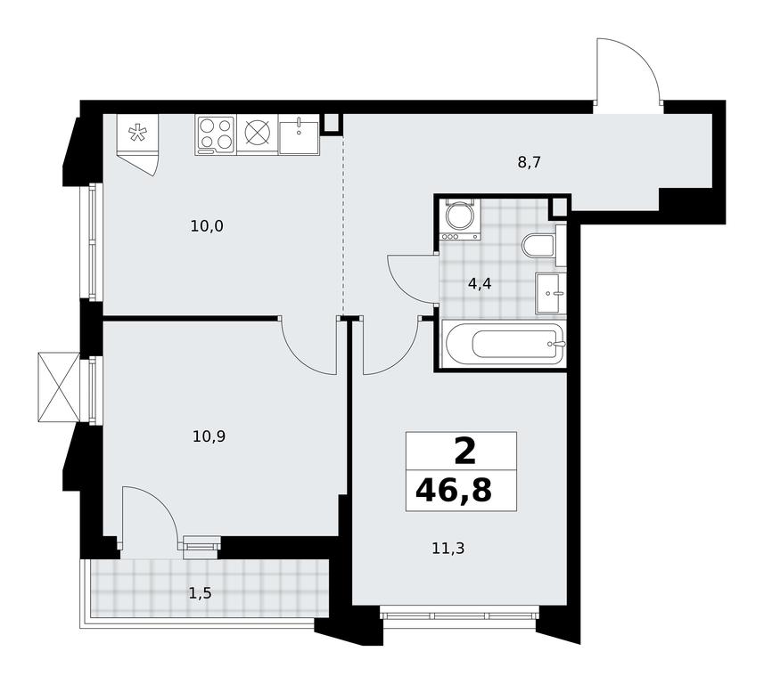 1-BD Apartment Sale, 46.8平方米 at Desnarechie, kvartal № 23, Desyonovskoye Settlement, Moscow, Russia #2 1-BD Apartment Sale, 46.8平方米 at Desnarechie, kvartal № 23, Desyonovskoye Settlement, Moscow, Russia #2