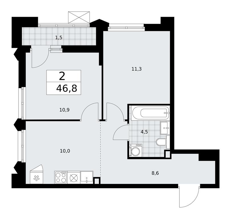 1-BD Apartment Sale, 46.8平方米 at Desnarechie, kvartal № 23, Desyonovskoye Settlement, Moscow, Russia #1 1-BD Apartment Sale, 46.8平方米 at Desnarechie, kvartal № 23, Desyonovskoye Settlement, Moscow, Russia #1