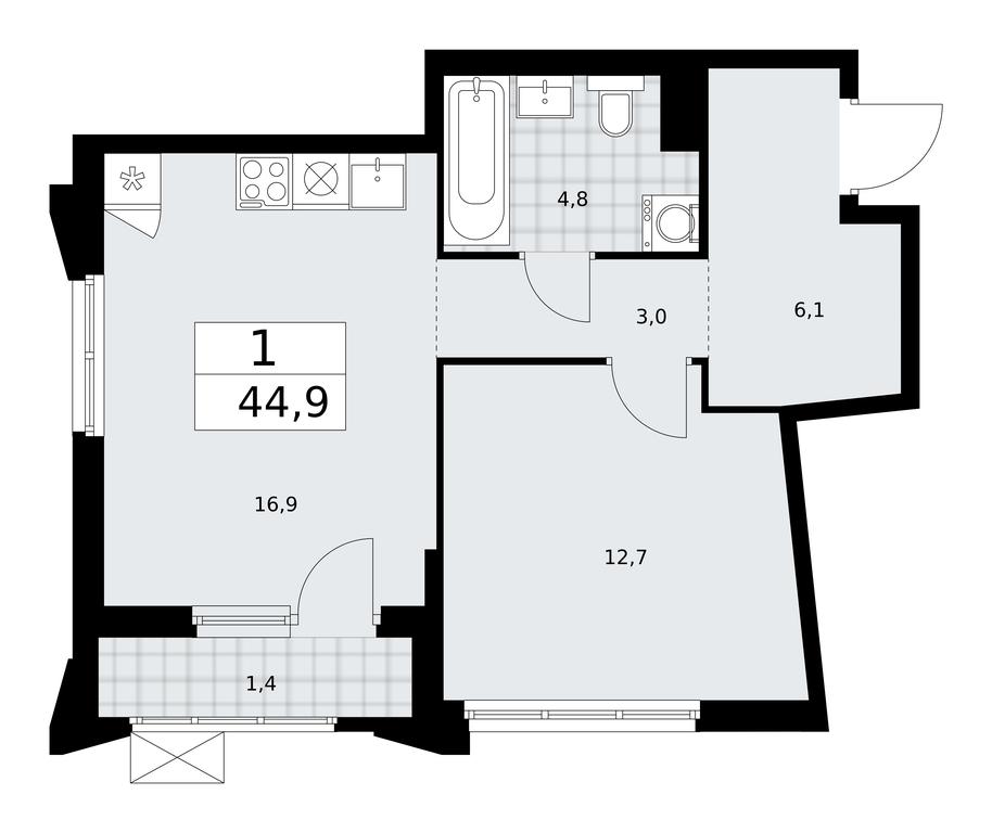 Apartment Sale, 44.9 sq. m. at Desnarechie, kvartal № 23, Desyonovskoye Settlement, Moscow, Russia #1 Apartment Sale, 44.9 sq. m. at Desnarechie, kvartal № 23, Desyonovskoye Settlement, Moscow, Russia #1