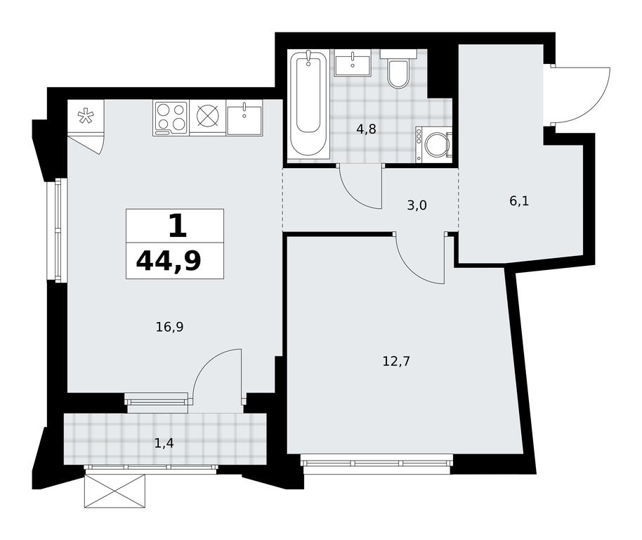 Apartment Sale, 44.9 sq. m. at Desnarechie, kvartal № 23, Desyonovskoye Settlement, Moscow, Russia #2 Apartment Sale, 44.9 sq. m. at Desnarechie, kvartal № 23, Desyonovskoye Settlement, Moscow, Russia #2