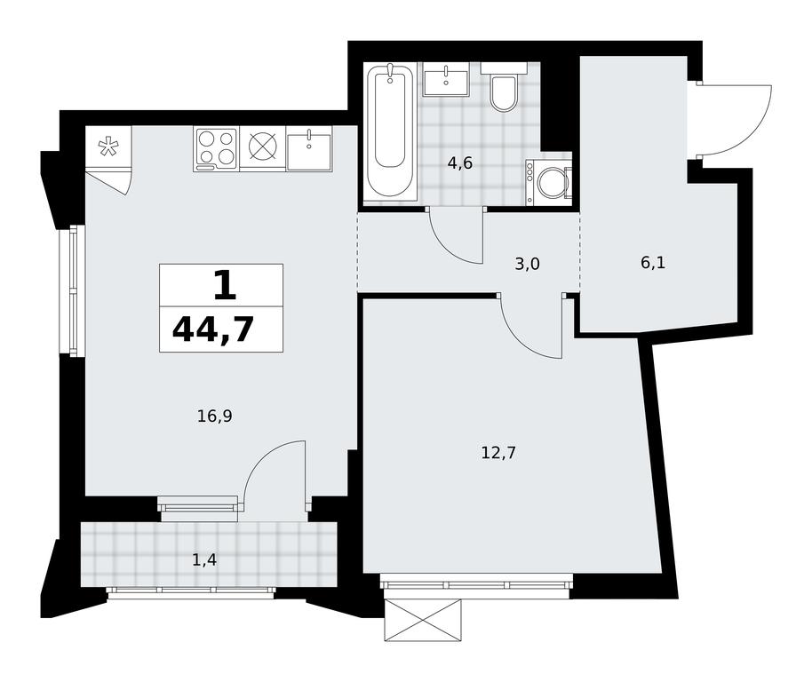 Apartment Sale, 44.7 sq. m. at Desnarechie, kvartal № 23, Desyonovskoye Settlement, Moscow, Russia #2