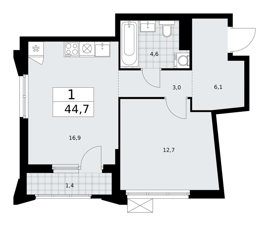 Apartment Sale, 44.7 sq. m. at Desnarechie, kvartal № 23, Desyonovskoye Settlement, Moscow, Russia #1