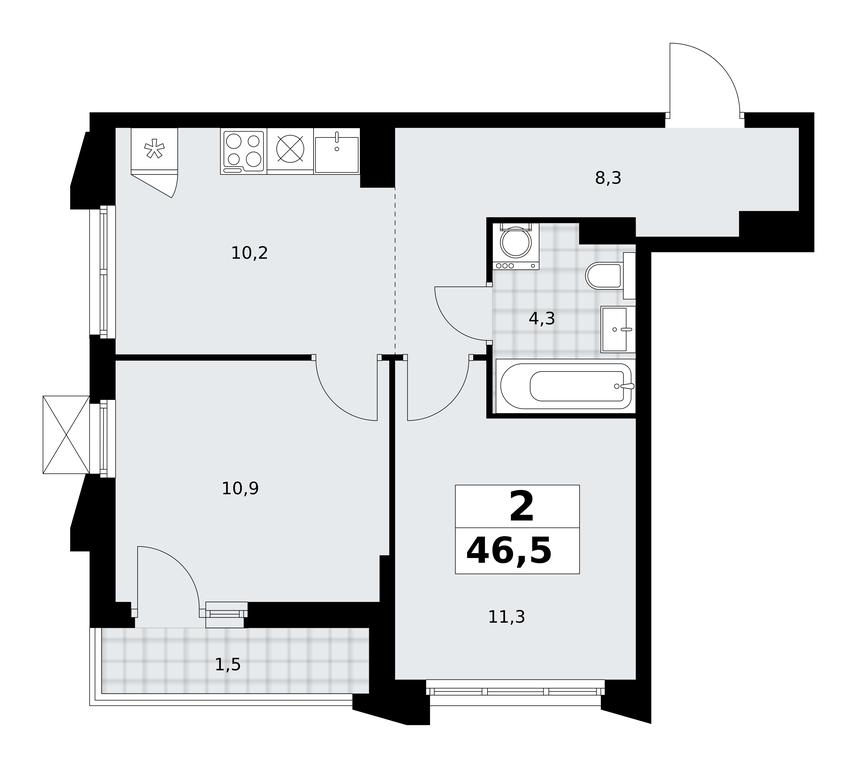 1-BD Apartment Sale, 46.5平方米 at Desnarechie, kvartal № 23, Desyonovskoye Settlement, Moscow, Russia #2 1-BD Apartment Sale, 46.5平方米 at Desnarechie, kvartal № 23, Desyonovskoye Settlement, Moscow, Russia #2