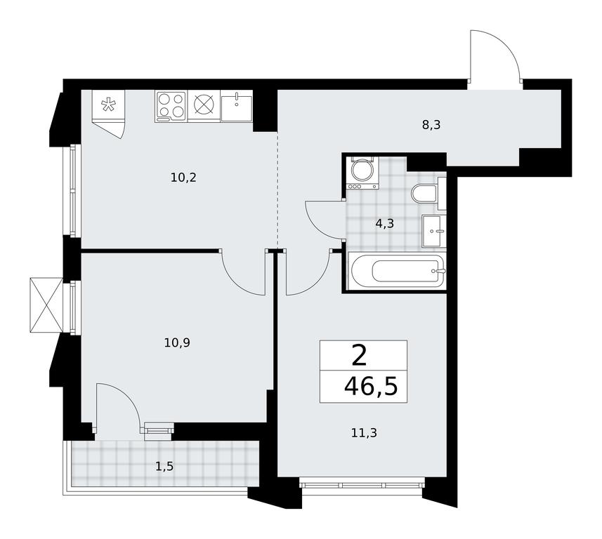 1-BD Apartment Sale, 46.5平方米 at Desnarechie, kvartal № 23, Desyonovskoye Settlement, Moscow, Russia #1 1-BD Apartment Sale, 46.5平方米 at Desnarechie, kvartal № 23, Desyonovskoye Settlement, Moscow, Russia #1
