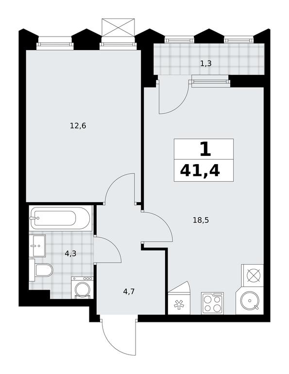 Apartment Sale, 41.4 sq. m. at Desnarechie, kvartal № 23, Desyonovskoye Settlement, Moscow, Russia #2 Apartment Sale, 41.4 sq. m. at Desnarechie, kvartal № 23, Desyonovskoye Settlement, Moscow, Russia #2