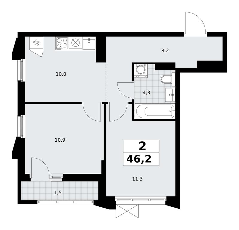 1-BD Apartment Sale, 46.2平方米 at Desnarechie, kvartal № 23, Desyonovskoye Settlement, Moscow, Russia #2 1-BD Apartment Sale, 46.2平方米 at Desnarechie, kvartal № 23, Desyonovskoye Settlement, Moscow, Russia #2