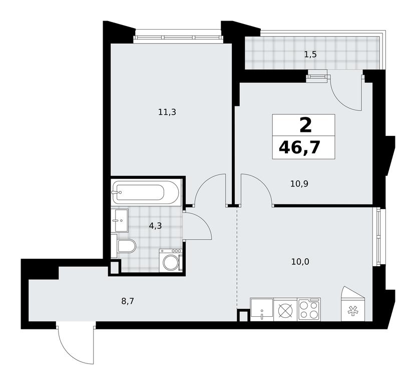1-BD Apartment Sale, 46.7 sq. m. at Desnarechie, kvartal № 23, Desyonovskoye Settlement, Moscow, Russia #2 1-BD Apartment Sale, 46.7 sq. m. at Desnarechie, kvartal № 23, Desyonovskoye Settlement, Moscow, Russia #2