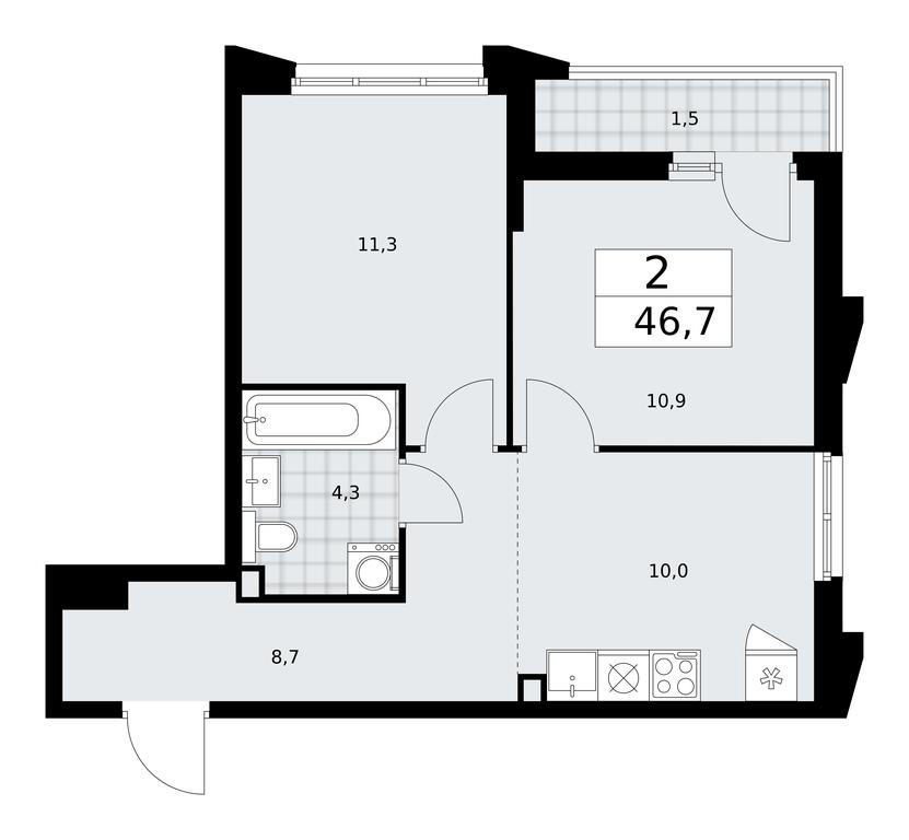 1-BD Apartment Sale, 46.7 sq. m. at Desnarechie, kvartal № 23, Desyonovskoye Settlement, Moscow, Russia #1 1-BD Apartment Sale, 46.7 sq. m. at Desnarechie, kvartal № 23, Desyonovskoye Settlement, Moscow, Russia #1
