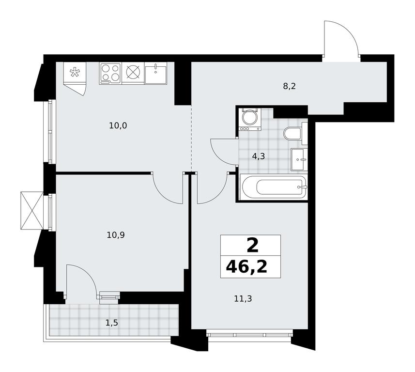 1-BD Apartment Sale, 46.2平方米 at Desnarechie, kvartal № 23, Desyonovskoye Settlement, Moscow, Russia #2 1-BD Apartment Sale, 46.2平方米 at Desnarechie, kvartal № 23, Desyonovskoye Settlement, Moscow, Russia #2