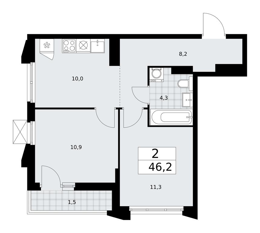 1-BD Apartment Sale, 46.2平方米 at Desnarechie, kvartal № 23, Desyonovskoye Settlement, Moscow, Russia #1 1-BD Apartment Sale, 46.2平方米 at Desnarechie, kvartal № 23, Desyonovskoye Settlement, Moscow, Russia #1