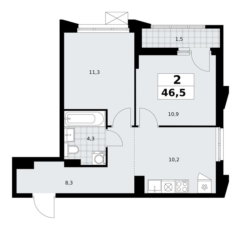 1-BD Apartment Sale, 46.5 sq. m. at Desnarechie, kvartal № 23, Desyonovskoye Settlement, Moscow, Russia #2 1-BD Apartment Sale, 46.5 sq. m. at Desnarechie, kvartal № 23, Desyonovskoye Settlement, Moscow, Russia #2