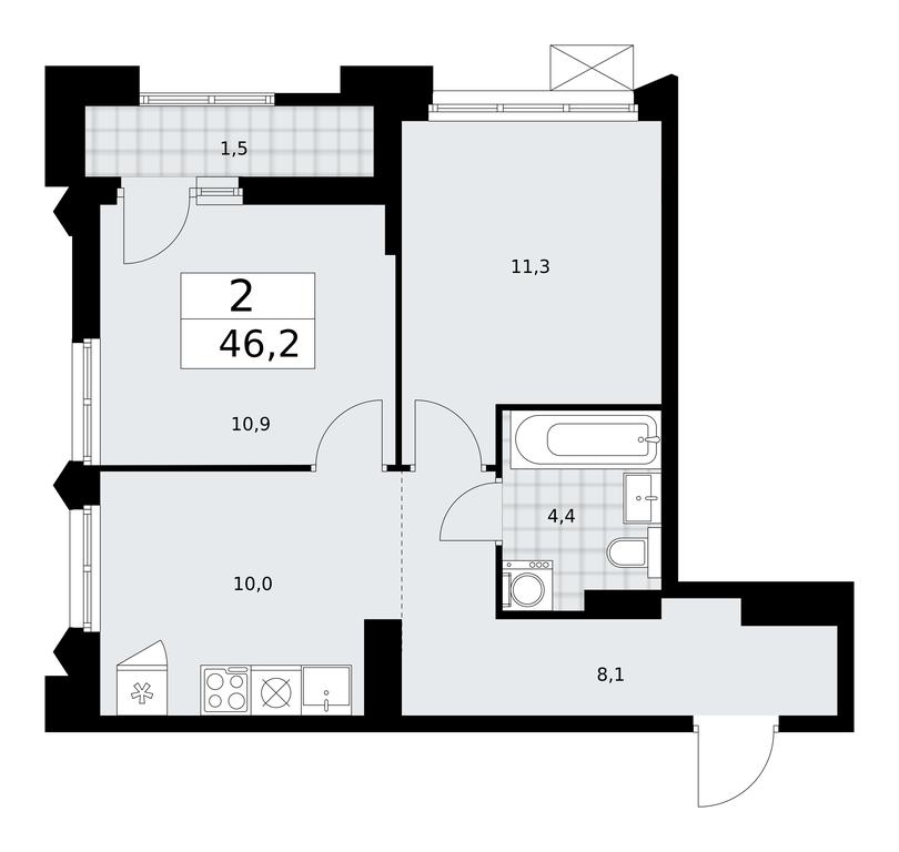 1-BD Apartment Sale, 46.2平方米 at Desnarechie, kvartal № 23, Desyonovskoye Settlement, Moscow, Russia #1 1-BD Apartment Sale, 46.2平方米 at Desnarechie, kvartal № 23, Desyonovskoye Settlement, Moscow, Russia #1