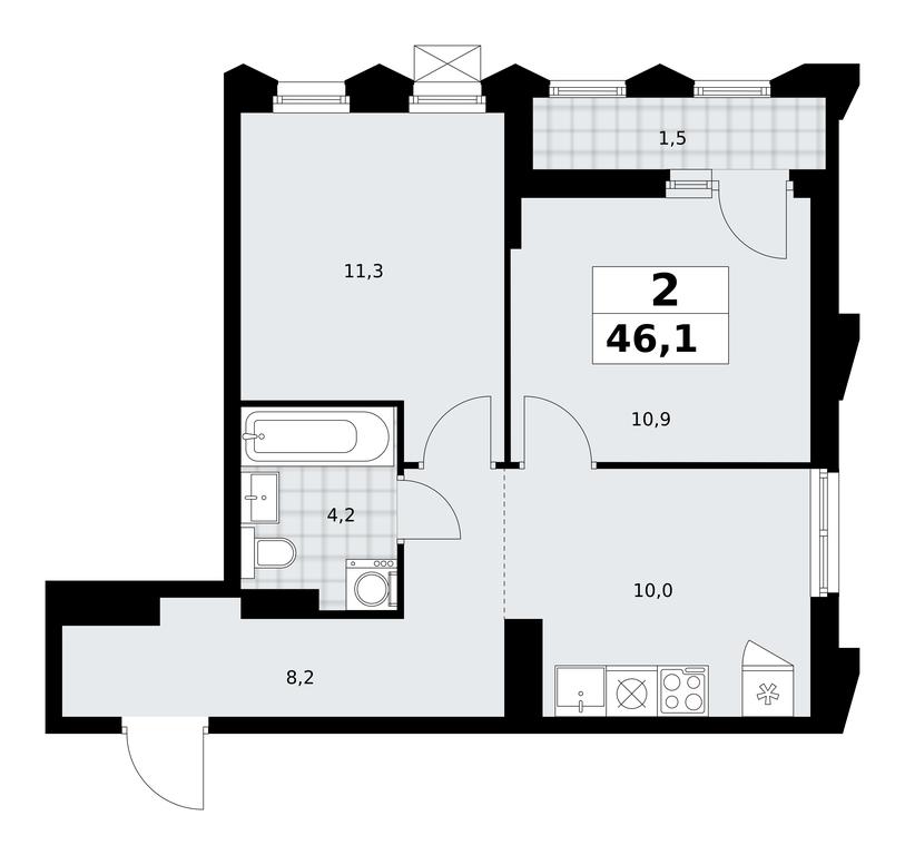 1-BD Apartment Sale, 46.1 sq. m. at Desnarechie, kvartal № 23, Desyonovskoye Settlement, Moscow, Russia #2 1-BD Apartment Sale, 46.1 sq. m. at Desnarechie, kvartal № 23, Desyonovskoye Settlement, Moscow, Russia #2