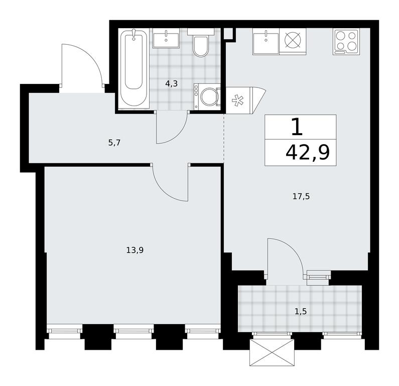 Apartment Sale, 42.9平方米 at Desnarechie, kvartal № 23, Desyonovskoye Settlement, Moscow, Russia #1