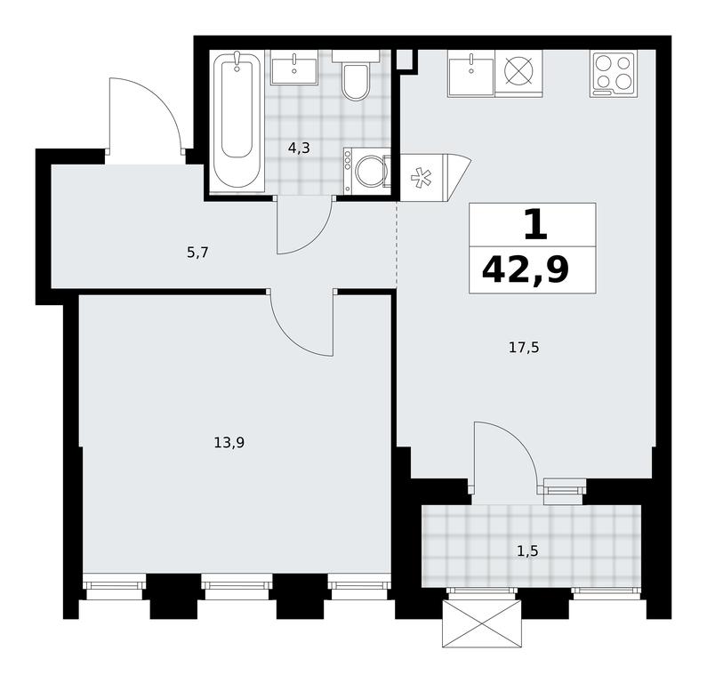 Apartment Sale, 42.9平方米 at Desnarechie, kvartal № 23, Desyonovskoye Settlement, Moscow, Russia #2
