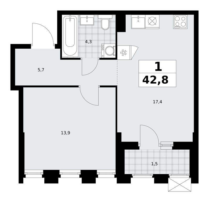 Apartment Sale, 42.8 sq. m. at Desnarechie, kvartal № 23, Desyonovskoye Settlement, Moscow, Russia #2 Apartment Sale, 42.8 sq. m. at Desnarechie, kvartal № 23, Desyonovskoye Settlement, Moscow, Russia #2