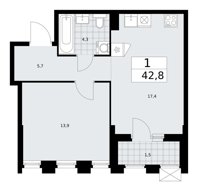 Apartment Sale, 42.8 sq. m. at Desnarechie, kvartal № 23, Desyonovskoye Settlement, Moscow, Russia #1 Apartment Sale, 42.8 sq. m. at Desnarechie, kvartal № 23, Desyonovskoye Settlement, Moscow, Russia #1